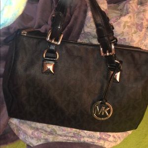 Black Michael Kors Satchel with sliver hardware